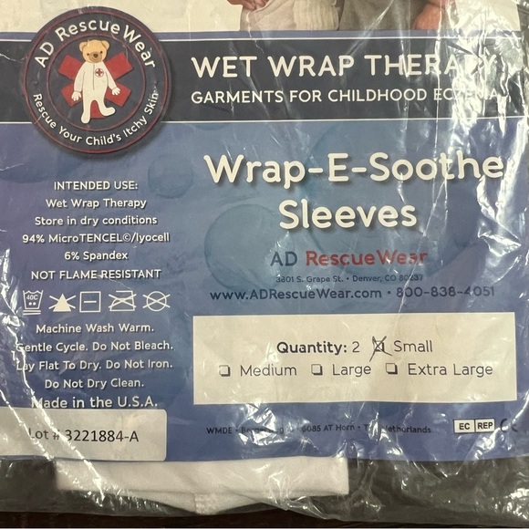AD Rescue Wear Wet Wrap Therapy Wrap-E-Soothe Sleeves Kids Small NEW 1 Sleeve - Picture 2 of 3